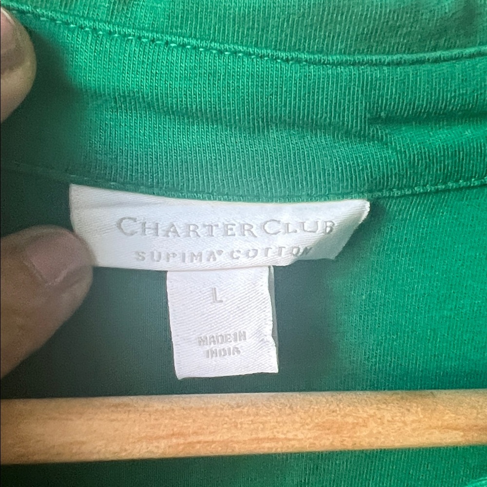 Charter Club Green Button Down Shirt - Picture 4 of 7